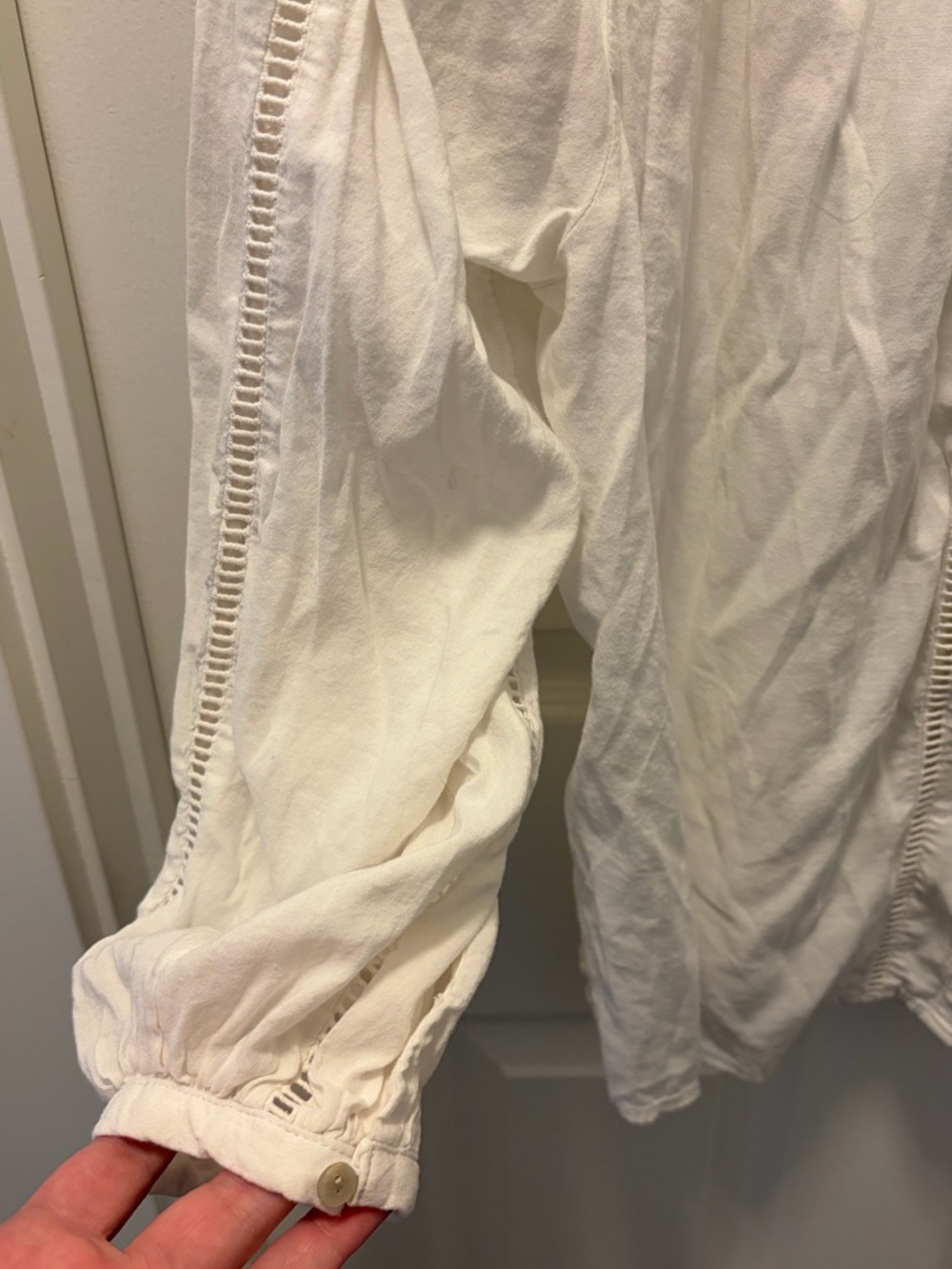 Old Navy White Button-Front Peasant Blouse - Picture 4 of 4